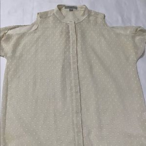 All Saints cold shoulder cream open front blouse size M (W523)